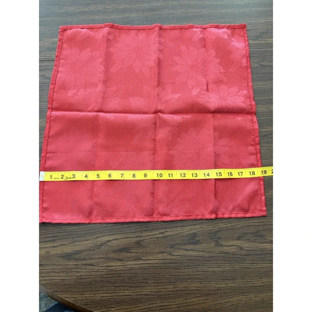 Red Poinsettia Jacquard Cloth Napkins Set Of 2 Red Christmas‎ Holiday Dining